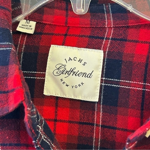 Red Navy JACHS NY Medium Flannel Long Sleeve Plaid Flurry Season - Picture 8 of 8
